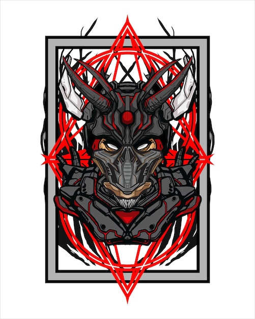 Schädel Mecha Konzept für T-Shirt und NFT Illustration