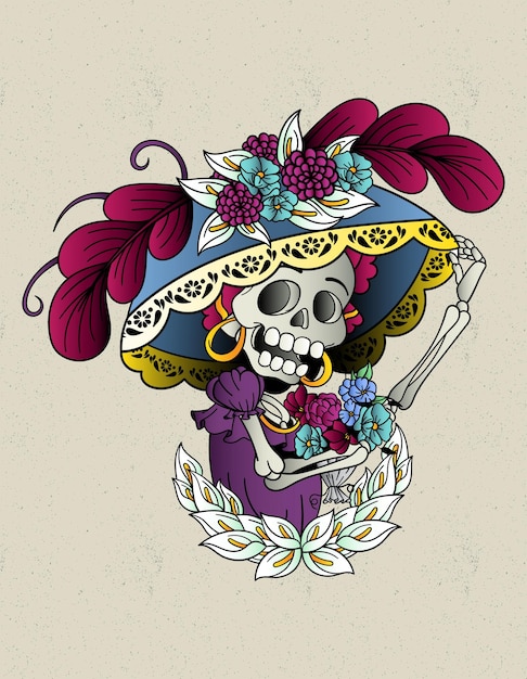 Vektor schädel mexikanische catrina