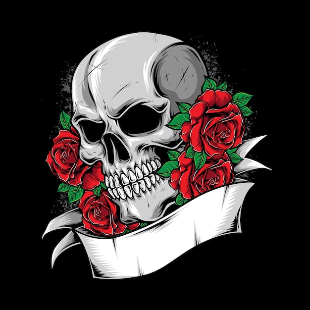 Schädel mit Rosenverzierungsillustration
