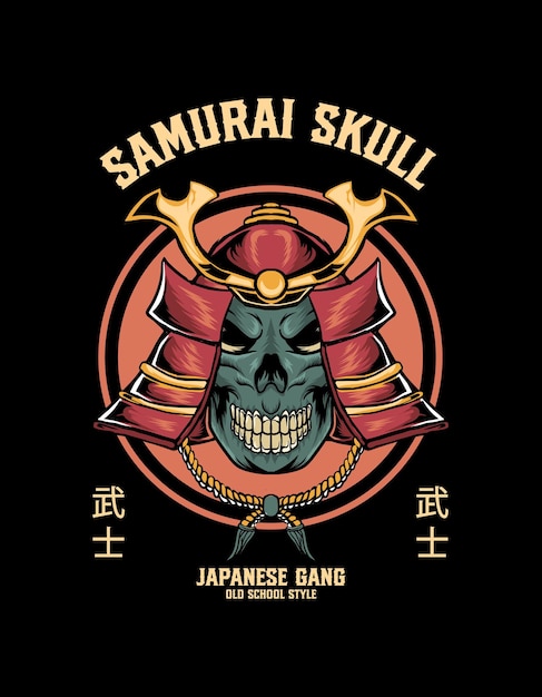 Schädel mit samurai-kopf