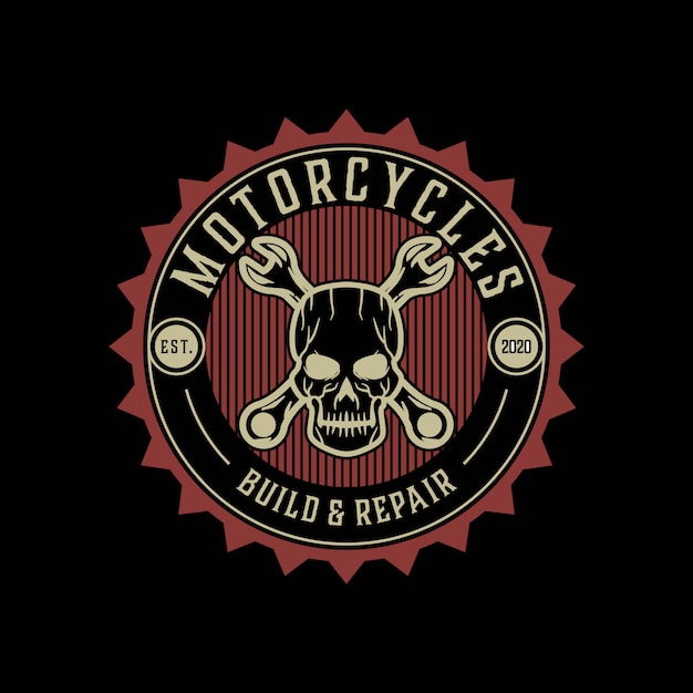 Schädel motorrad garage vintage logo design-vorlage