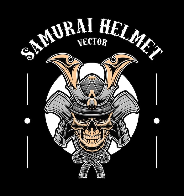 Schädel-samurai-helm-design-vektor-illustration