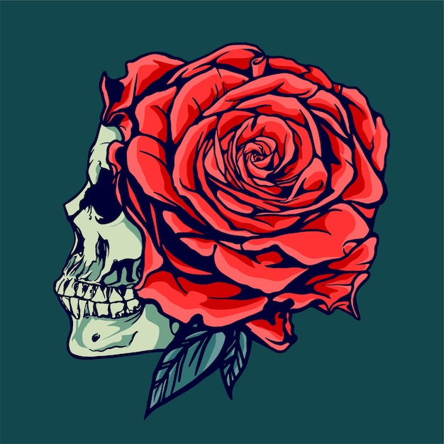 Schädel und Rose