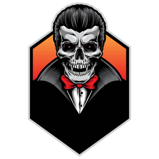 Schädel-vampir-vektor-illustration-logo