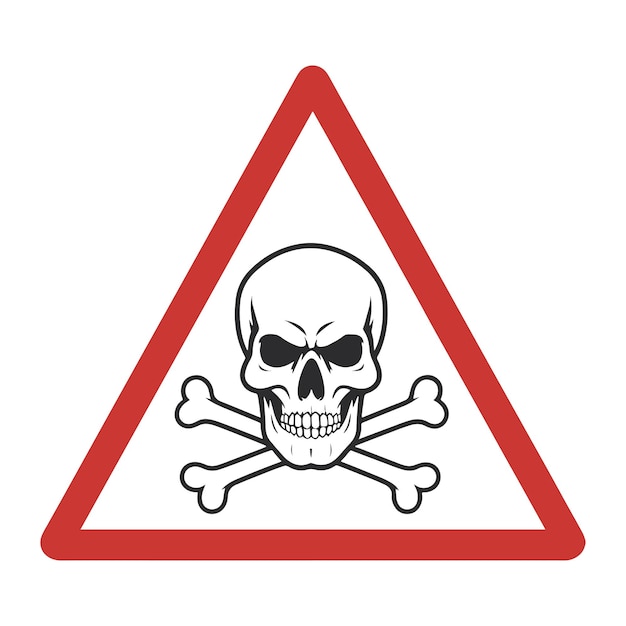 Schädelkreuze Warnschild Logo Vektor Aufkleber oder Poster Vektor Design Element