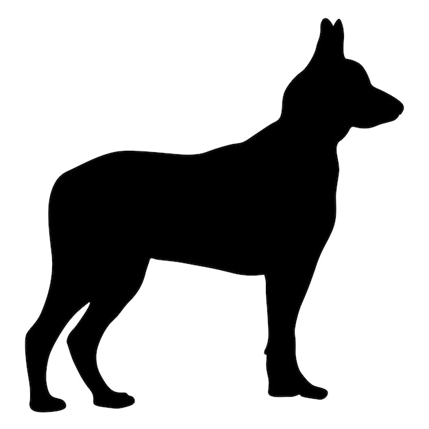 Vektor schäferhund schwarze silhouette auf weißem hintergrund