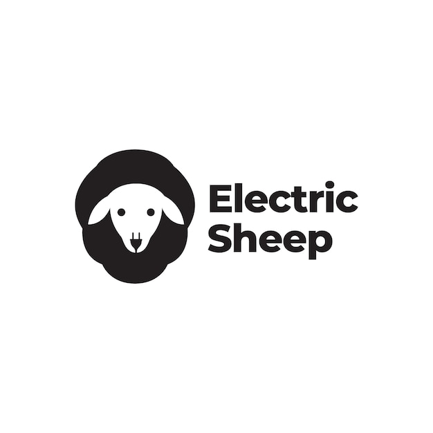 Schafe mit elektrischem stecker logo design vektorgrafik symbol symbol zeichen illustration kreative idee