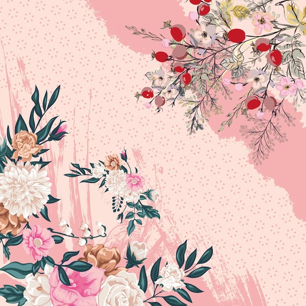 Schal-designmuster mit blume auf rosafarbenem hintergrund