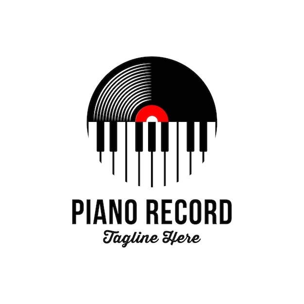 Schallplatte und Piano Key Music Instrument-Logo