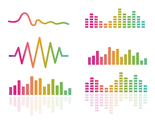 Schallwellenimpuls Lineequaizer und Soundeffekt-Ilustration-Logo-Vektorsymbol