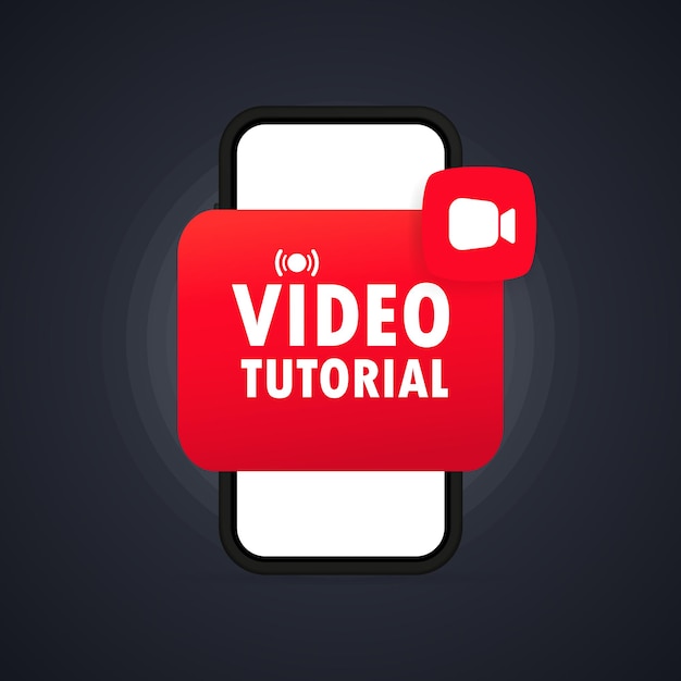 Schaltfläche für video-tutorials. webinar ansehen, videos online auf dem smartphone streamen. vektor auf isoliertem hintergrund. eps 10.