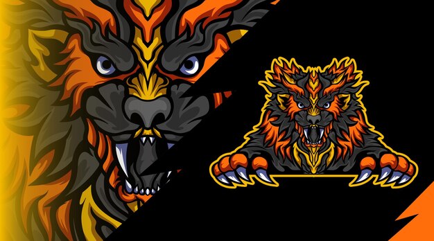 Scharfes tiger maskottchen logo