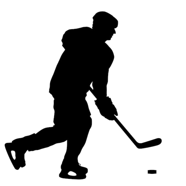 Schattenbild des Hockeyspielers getrennt auf Weiß