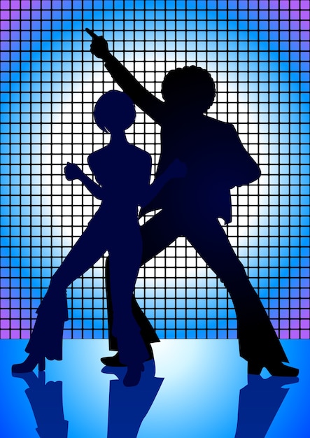 Schattenbild-Illustration des Paardiscotanzens