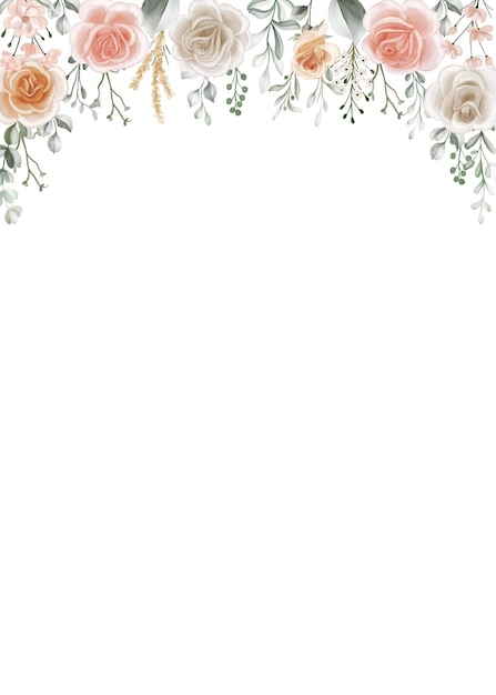 Schattierungen von pfirsichfarbenen, sanft orangefarbenen und weißen Rosen, Blumenrahmenhintergrund
