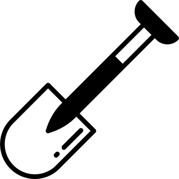 Schaufel-Glyph und Linienvektor-Illustration