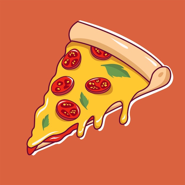 Vektor scheibe pizza mit käse, flache abbildung