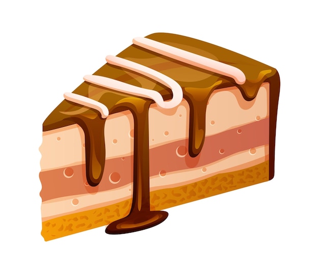 Scheibe Schokoladenkuchen Vektor isoliert auf weißem Hintergrund Scheibe Kuchen Cartoon Illustration