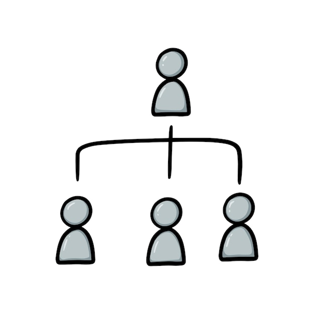 Schema mit einem schematischen bild von people business doodle lineares cartoon-malbuch