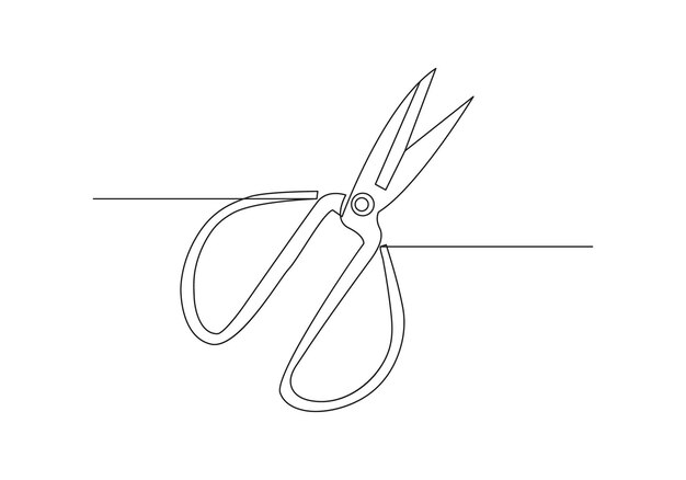 Schere in kontinuierlicher Einzeilenziehung Einzeilenziehung minimalistischer Designstil