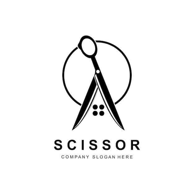 Vektor schere, logo, design, vektor, abbildung, schneidwerkzeug, symbol, aufkleber, banner, und, barber, firma, brand