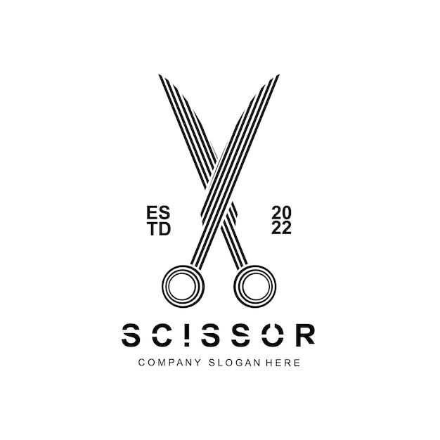 Vektor schere, logo, design, vektor, abbildung, schneidwerkzeug, symbol, aufkleber, banner, und, barber, firma, brand