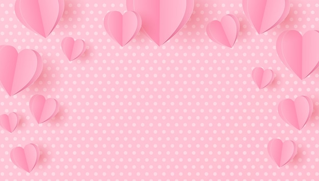 Scherenschnitt der herzform auf rosa hintergrund valentine's background with copy space