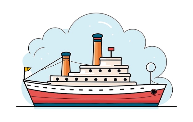 Schiffe im ozean mit einem möwenvektor schiffe wassertransportvektor illustration