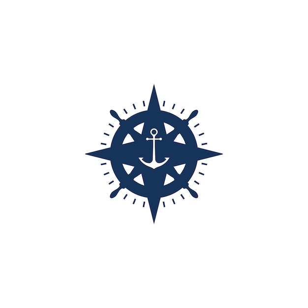 Schiffsrad-kompass und anker-logo-vorlage vektor-illustration isoliert