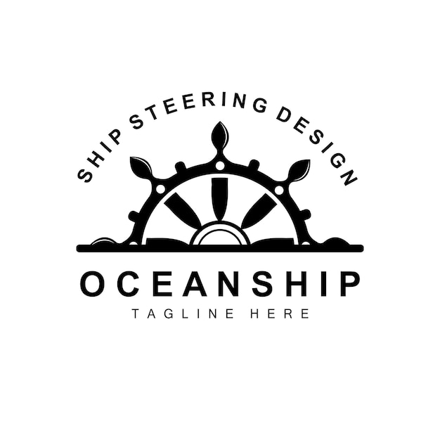 Schiffssteuerung, logo, ozean, heiligenbilder, schiffssteuerung, vektor, mit, ozeanwellen, segelboot, anker, und, seil, firma, marke, segeln, design