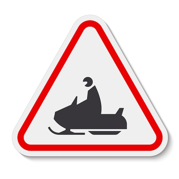 Schild für Schneemobilüberquerungen auf weißem Hintergrund
