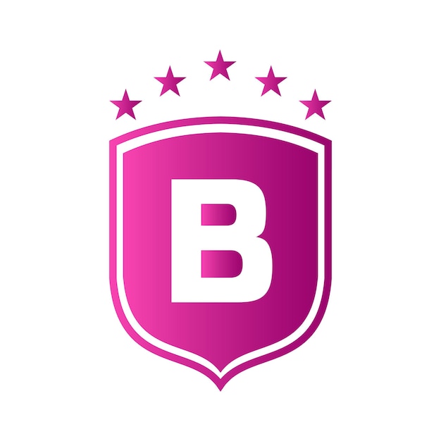 Schild-Logo auf Buchstabe B-Vektor Buchstabe B-Schild-Sicherheitslogo Schutzsymbol-Vektorzeichen-Design