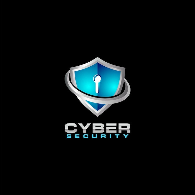Vektor schild schlüsselloch blau cyber-sicherheitslogo
