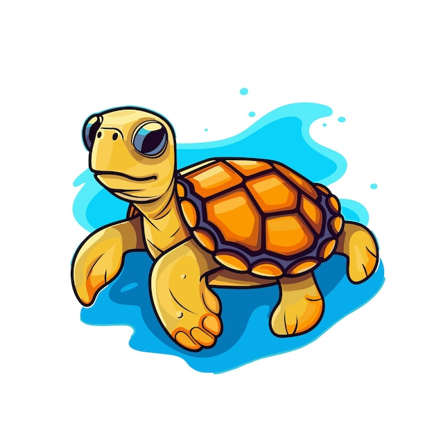 Schildkröte schwimmendes Cartoon-T-Shirt-Design, grafische Illustration, Cartoon-Vektor