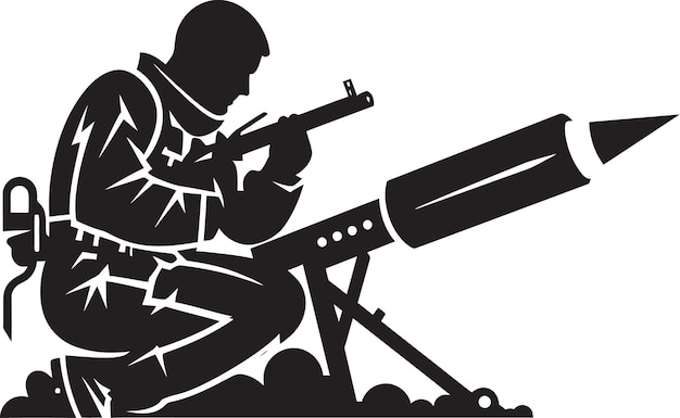 Vektor schlachtfeld blitz soldat rakete schießen in black warzone arsenal black vector rakete soldat icon