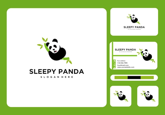 schläfriges Panda-Logo und Visitenkartensymbol