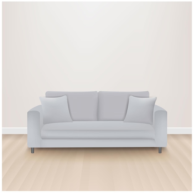 Schlafsofa mit isoliertem grauem Hintergrund mit Farbverlaufsgitter