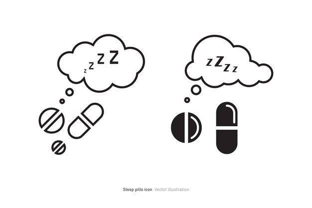 Schlaftabletten-Ikonen-Wolke zzzz Design-Vektor-Illustration