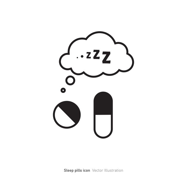Schlaftabletten-Ikonen-Wolke zzzz Design-Vektor-Illustration