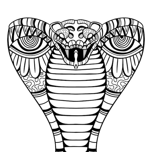 Schlange kobra mandala zentangle malvorlagen illustration