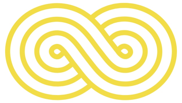 Schleifenbewegungszeichen. Infinity-Logo. Möbiusform der gelben Linie