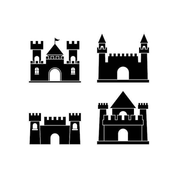 Schloss Icon Set Design Vorlage Vektor isoliert