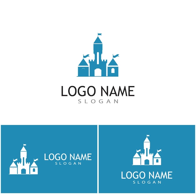 Schloss-logo-vorlage vektor-symbol-icon-design
