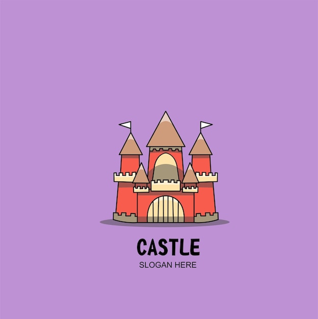 Schloss-Maskottchen-Design-Charakter-Logo-Illustration