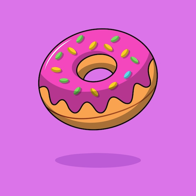 Schmelzende schwebende Donut-Cartoon-Ikonen-Illustration