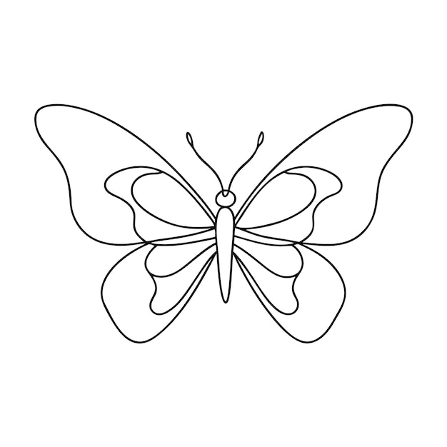 Schmetterling-Einzeil-Zeichnung Malseite
