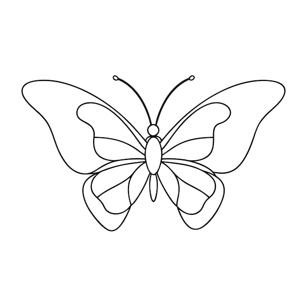 Schmetterling-Einzeil-Zeichnung Malseite