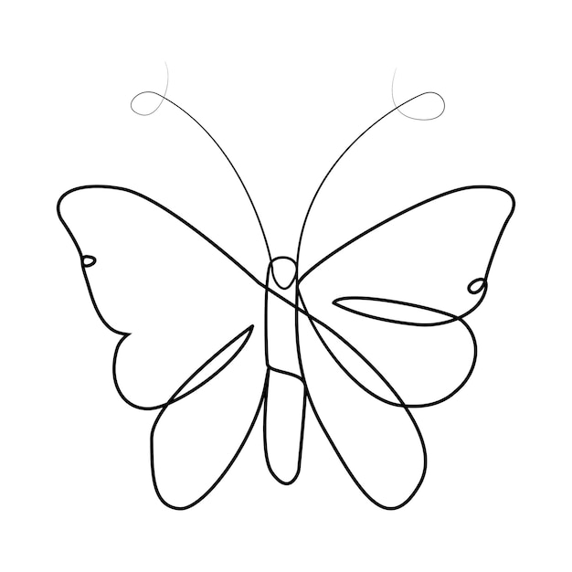 Schmetterling einzelne kontinuierliche eine linie aus der linie vektorkunst zeichnung und tattoo-design