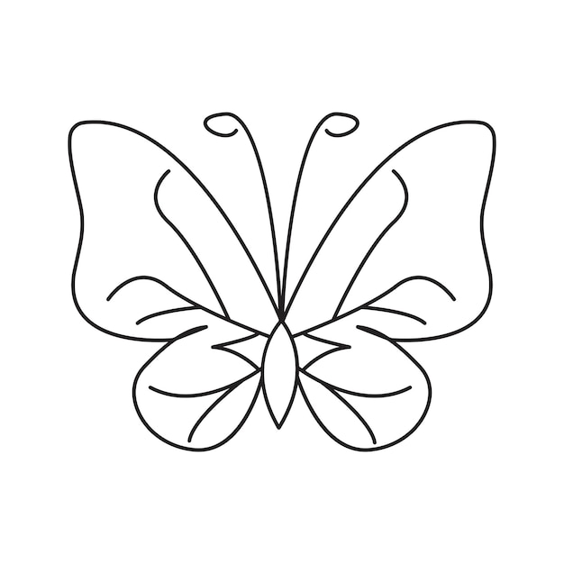 Vektor schmetterling einzelne kontinuierliche eine linie aus der linie vektorkunst zeichnung und tattoo-design