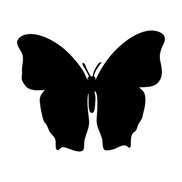 Schmetterling im silhouettenstil auf weißem hintergrund für drucktätowierungsdesign vektorillustration